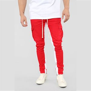 <b>Men's</b> Fleece Baggy Sweatpants Wide Leg <b>Lounge</b> red Sweat <b>Pants</b> with white strip Pockets - Product Image 1