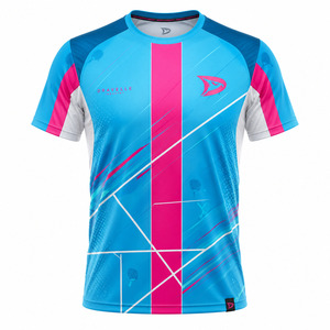 เสื้อทีมแพเดิลผ้าโพลีเอสเตอร์น้ำหนักเบา สีฟ้าอมม่วง พิมพ์ลายแบบซับลิเมชั่น ระบายอากาศได้ดี เสื้อโพลีเอสเตอร์สำหรับเล่นกีฬา - Product Image 3