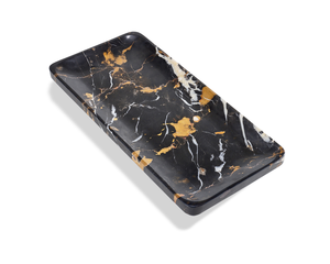 Bandeja Rectangular de Mármol Negro y Dorado con Base, Decoración de Hogar de Piedra Natural de Lujo, Revestimiento de Pared de Cocina Resistente al Fuego - Product Image 3
