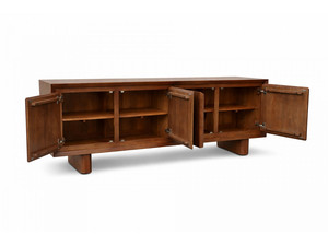 Modern Solid Wood Eco-Friendly <b>Sideboard</b> Four Panel Doors Tapered Legs Mid Century Design Living Room <b>Storage</b> Cabinet for Hotel - Product Image 4
