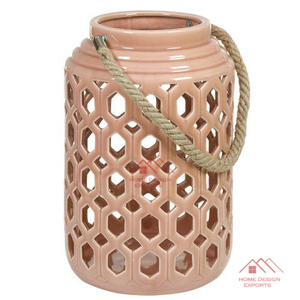 ตะเกียงโลหะเคลือบสีเทาแบบแฮนด์เมดสำหรับใส่เทียน - Product Image 3