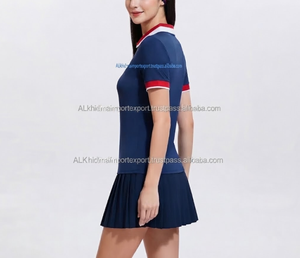 เสื้อยืดผู้หญิงแบบสวมใส่สบาย แห้งเร็ว ระบายอากาศได้ดี ผ้าถักลายพิมพ์ สไตล์ลำลอง สวยงาม เหมาะสำหรับเล่นเทนนิส มีซิปครึ่งตัวด้านหน้า - Product Image 2