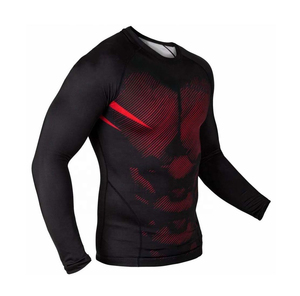 Camiseta de Compresión de Manga Larga para Hombre, para MMA y BJJ, con Estampado de Llamas Rojas y Negras, UPF50+, de Secado Rápido - Product Image 3