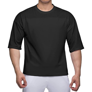 Men's <b>Black</b> Short Sleeve Sporty <b>T</b>-<b>Shirt</b> Regular Fit Quick Dry Knitted Polyester O-Neck Solid Color Blank Design - Product Image 3
