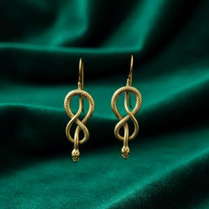 Pendientes de Aro con Diseño de Serpiente de Latón al por Mayor, Color Dorado, Estilo Bohemio, Pendientes Colgantes en Espiral para Mujer, Chapados en Oro Antiguo - Product Image 1