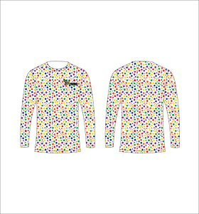 Maillot de sport personnalisé à manches longues en sublimation, léger, avec motif à pois multicolores vibrants, approvisionnement en gros - Product Image 1