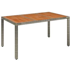 Mesa de patio de ratán polivinílico gris con tapa de madera 59,1 "x 35,4" x 29,5 "-Muebles de patio con estilo - Product Image 2