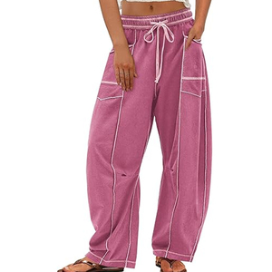 Customized Women Cargo Joggers Loose Sweatpants High Waist Printing Embroidery OEM ODM Supplier - Product Image 6
