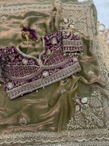 Designer Thread And Sequence Work Space Satin <b>Saree</b> Paired With Embroidery Work Fully Stitched Ready To Wear Blouse - Product Image 5