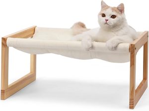 Hamac pour chat, canapé confortable en velours pour chat d'intérieur, perchoir surélevé en bois pour chat, canapé pour animaux de compagnie de 21 pouces, lit pour chien d'extérieur, pour petits animaux - Product Image 6
