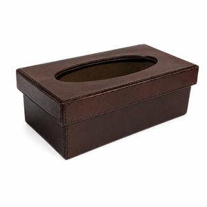Boîte à mouchoirs en cuir moderne, distributeur de serviettes rectangulaire en cuir et organiseur de bureau décoratif pour la maison et le bureau - Product Image 3
