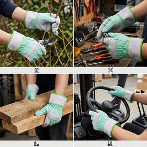 Gants de travail durables en cuir de vachette pleine fleur et croûte, avec design confortable, pour la sécurité dans l'industrie de la construction - Product Image 6