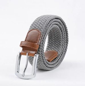Men Women Adjustable Braided Stretch Leather <b>Elastic</b> Fabric <b>Belt</b> - Product Image 1