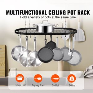 Portavasi Sospeso da 32 Pollici con Montaggio a Soffitto, 12 Ganci a S, Capacità di Carico 80 Libbre, Organizzazione a Parete per Essenziali da Cucina - Product Image 2