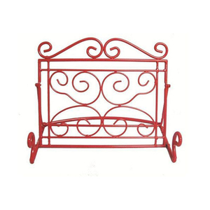 Antique Metal Wall Mounted Bookshelf <b>Storage</b> Rack with Fleur De Lis Design for Living Room Iron Book Stand - Product Image 4