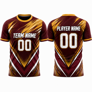 Maillot de football personnalisé imprimé par sublimation, motif géométrique bleu, vert, orange, col en V, respirant, anti-transpiration, coupe ajustée - Product Image 4