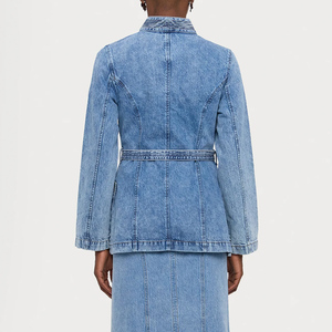 Vestes en jean personnalisées pour femmes, boutonnées sur le devant, mode décontractée d'automne, vestes en jean lavées élégantes pour femmes - Product Image 6