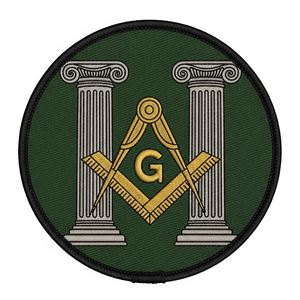 Parche Bordado Termoadhesivo de Estrella y Compás de Regalia Masónica, Insignia de Círculo Negro para Ropa, Trajes, Chaquetas, Uniformes y Equipamiento de Masón - Product Image 6