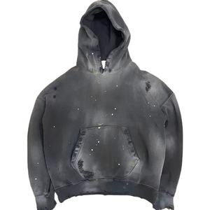 Sweat à capuche en coton ultra lourd délavé à l'acide, effet vieilli, look vintage, style streetwear, surdimensionné, lavé, pull - Product Image 1