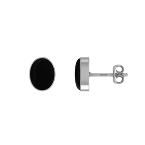 Premium 925 Sterling Silver Black Onyx Gemstone Pear Marquise Oval Cab Butterfly Lock Stud <b>Earring</b> Bezel Setting Classic Party - Product Image 4