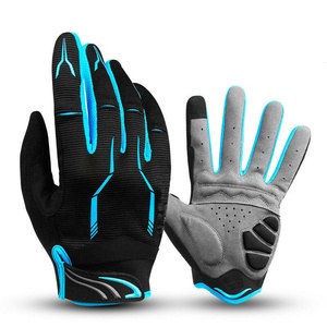 Gants de sport noir et bleu, longueur poignet, en polyester respirant, compatibles écran tactile, pour usage extérieur - Product Image 1