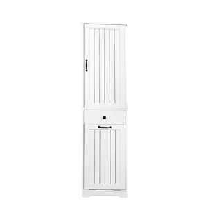 Mobiletto bianco con 1 vano e 1 cassetto per lavanderia, collezione di mobili da bagno - Product Image 5