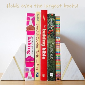 Marble Triangle Bookends with Gold Inlay Minimalist Stone Bookends 2Pcs Decorative Shelf Accessories - Product Image 3