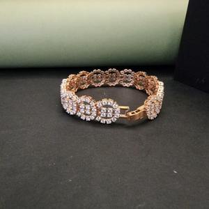 Bracelet en cristal plaqué or rose, design à maillons géométriques, serti de pierres, bijoux de luxe pour femmes, bracelet chaîne pour soirée - Product Image 3
