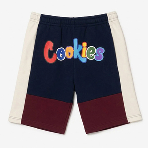 Pantalones Cortos Bermuda Color Block para Hombre con Logotipo Estampado en la Parte Delantera, Estilo Casual, Cintura Elástica, 100% Algodón - Product Image 1