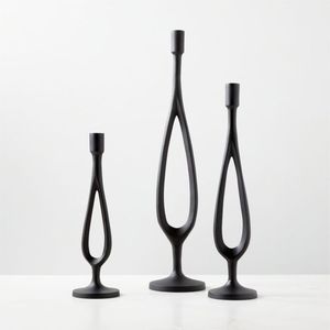 เชิงเทียนโลหะตกแต่งพื้นผิวสีทองสำหรับของตกแต่งบ้านสไตล์โมเดิร์น - Product Image 3