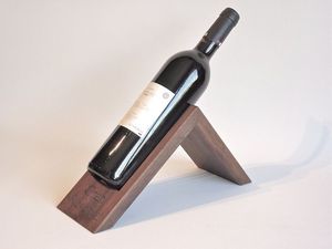 Modern Wooden Handcrafted Wall Mounted Foldable 2 Bottle Rectangle Wine <b>Rack</b> Holder Stand for Kitchen <b>Bar</b> Display - Product Image 1