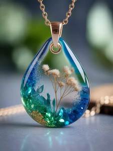 Collier marguerite en résine époxy avec fleur naturelle pour femme, perles de pierres de naissance, chaîne en acier inoxydable, pendentif marguerite pour fille - Product Image 1