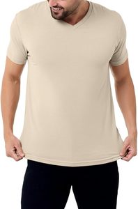 T-shirts de sport pour hommes en gros, col en V, séchage rapide, doux, à manches courtes, anti-humidité, pour la course, la gym et le quotidien - Product Image 3