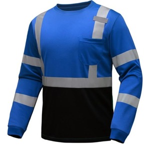 Chemise de travail haute visibilité à col rond et manches longues avec bande réfléchissante et design multi-poches, chemise de travail pratique haute visibilité pour hommes - Product Image 3