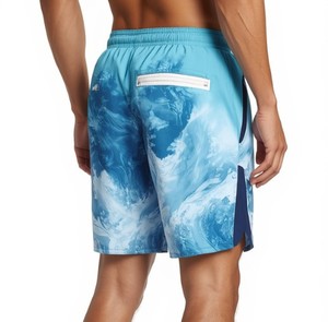 Shorts de bain pour hommes Aqua Motion de qualité supérieure, séchage rapide, respirants, avec impression en relief, 100% polyester, vêtements de plage légers - Product Image 6