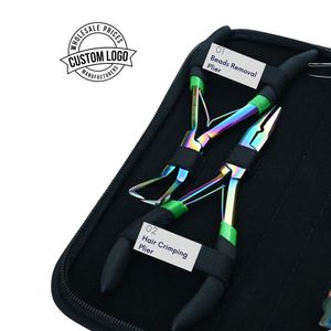Kit d'outils professionnels pour extensions capillaires : Pince à sertir pour perles, Kit de crochets et boucles, Mini ciseaux, Doigtier de séparation en acier inoxydable - Product Image 3