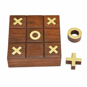 Handcrafted Indian Rosewood <b>Tic</b> <b>Tac</b> <b>Toe</b> Game Box | Wooden Noughts & Crosses Strategy <b>Board</b> Game Decorative Gift Set Home Decor - Product Image 1