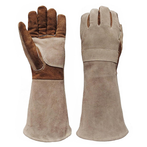 Guantes de soldadura TIG Wing Thumb de cuero, bicolor marrón tostado, de piel de vaca serraje, resistentes al calor, tipo guanteleta larga para trabajo. - Product Image 1