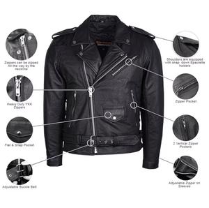 Chaqueta de Motociclista para Hombre, Personalizada OEM, de Alta Calidad, Bordada, de Cuero Genuino, con Cuello Camisero, Gruesa e Impermeable - Product Image 4