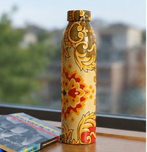 Artisanal Traditional Flower Printed Copper Water Bottle Eco Friendly <b>Drinkware</b> for Daily Use Kitchen Picnic Sports Travel Gift - Product Image 3