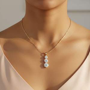 Collar con Diamante Solitario de Corte Brillante Redondo de 3.00 Quilates de Peso Total, Engaste Clásico de Cuatro Puntas - Product Image 6