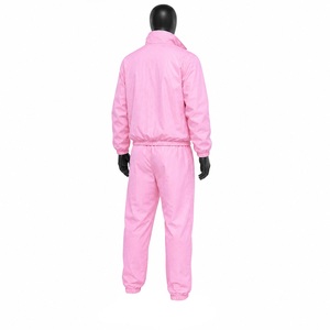 Unisex <b>Pink</b> <b>Tracksuit</b> Set Full Length Zipper Sweatshirt Solid Color Casual Pants With Side Pockets 100% Polyester Spring Wear - Product Image 4