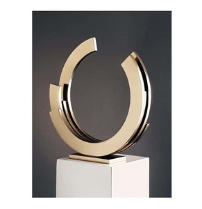 Modern Abstract <b>Gold</b> Eclipse Sculpture Elegant Geometric Crescent <b>Statue</b> for Luxury Home Decor & Living Room Accent - Product Image 2