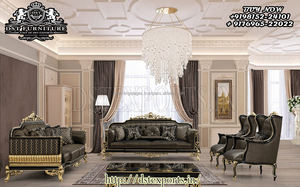 Muebles de Comedor Estilo Barroco Negro y Dorado, Juego de Mesa de Comedor de Lujo Tallada en Negro y Dorado, Comedor Imperial Tallado en Negro y Dorado - Product Image 6