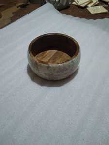 Bol à salade en bois imprimé émail avec cuillère, ensemble de vaisselle artistique fait main pour fruits, salades, collations, desserts, repas - Product Image 3