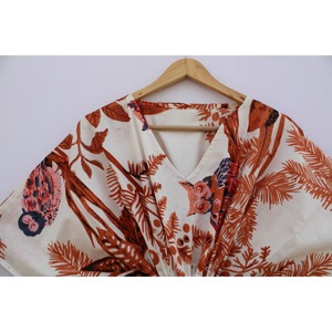 Vintage <b>Indian</b> Floral Bohemian <b>Kaftan</b> Maxi Dress Digital Printed Cotton Loose Fit Breathable Casual Summer Beachwear Resort Wear - Product Image 2