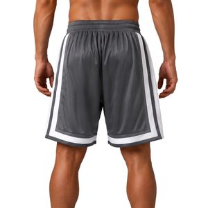 Shorts de basketball gris anthracite personnalisés pour hommes avec panneau latéral blanc, shorts de sport d'entraînement, taille élastique, vêtements de sport, gym, fitness - Product Image 2