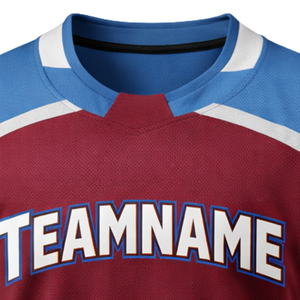 Camiseta de Hockey sobre Hielo Azul Borgoña, Manga Larga, Transpirable, Uniforme Deportivo para Equipo, Entrenamiento, Práctica, Rendimiento Deportivo para Adultos - Product Image 5