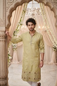 Kurta de Algodón para Hombre NiMa Creations, Largo hasta la Rodilla, Corte Regular, Estilo Tradicional Indio/Pakistaní, Informal, con Detalles Bordados, de Secado Rápido - Product Image 5