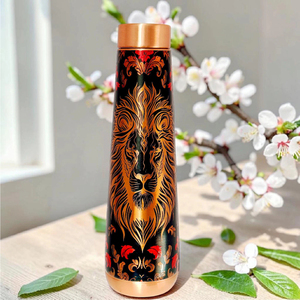 Botella de agua de cobre puro de 950 ml con diseño artesanal y adhesivo esmaltado, a prueba de fugas, con beneficios para la salud ayurvédica y para el cuidado de las articulaciones. - Product Image 3